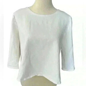 NOMMO Women’s White XL Shirt 3/4 Bell Sleeves Semi Cropped